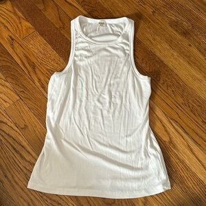 Aritzia Sunday Best White Ribbed Racerback Tank